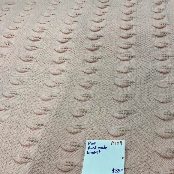 Other - Pink hand made blanket Size L66" X W62". SKU-A104 #knitwear